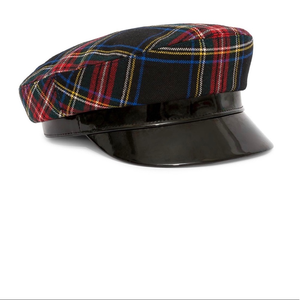 Saks Fifth Avenue Leather and Cotton Plaid Hat